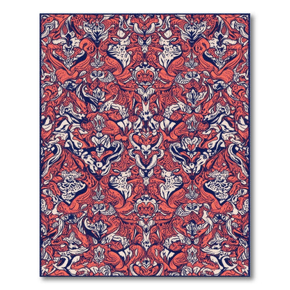 Red Floral Vintage Area Rug