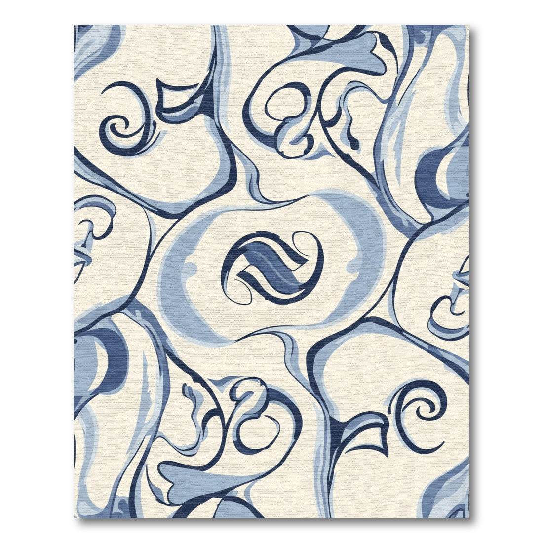 Navy Blue Abstract Swirl Organic Rug