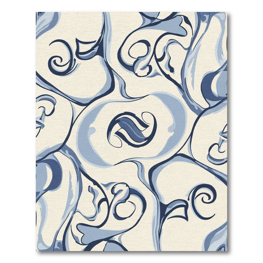 Navy Blue Abstract Swirl Organic Rug