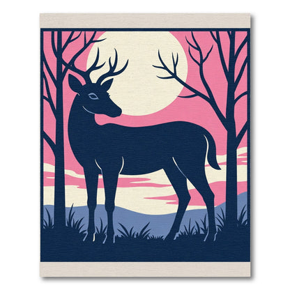 Midnight Deer Pink Moon Twilight Rug