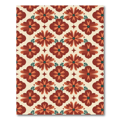 Mid Century Terracotta Floral Medallion Rug