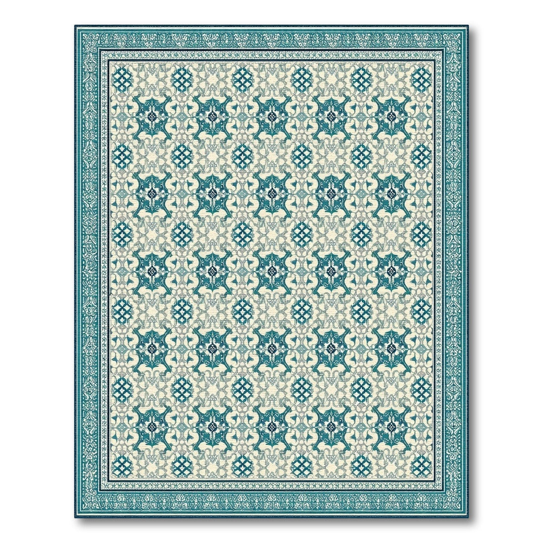 Blue Teal Persian Medallion No. 13 Area Rug