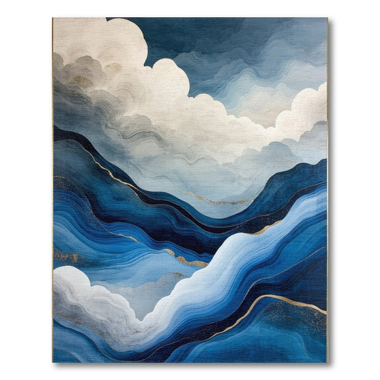Blue Wave Abstract Area Rug