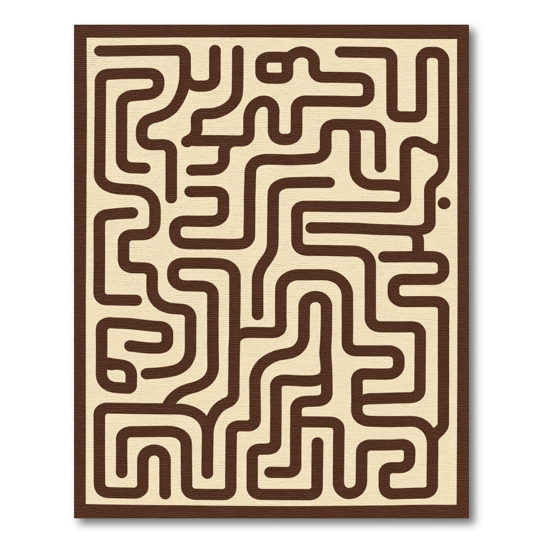 Brown Cream Abstract Maze Lines Rug