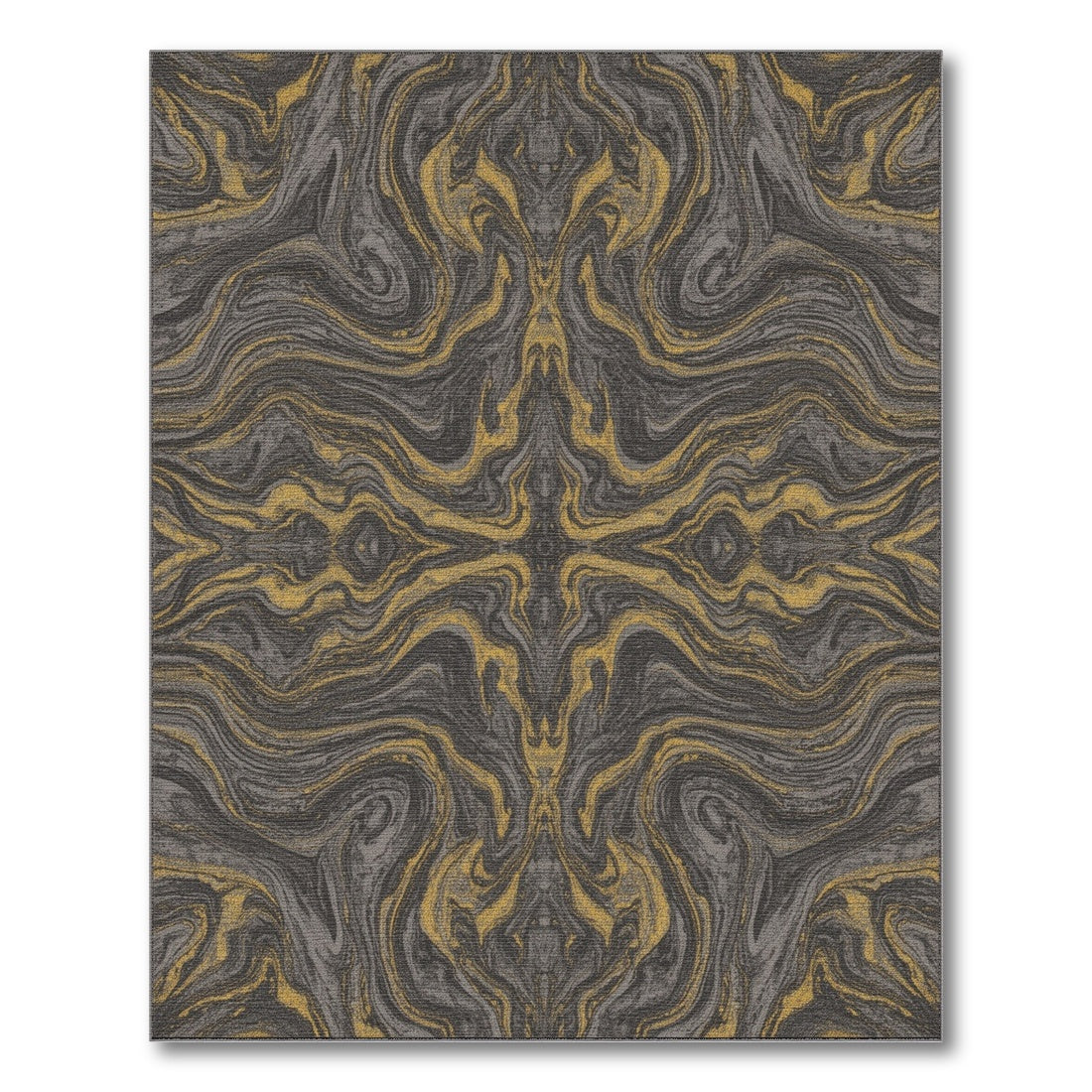 Gold Swirl Abstract Gold and Silver Area Rug
