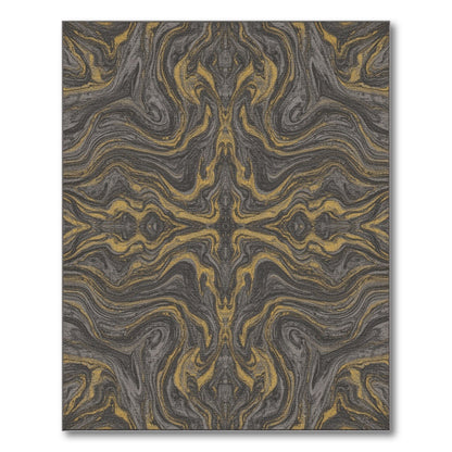 Gold Swirl Abstract Gold and Silver Area Rug