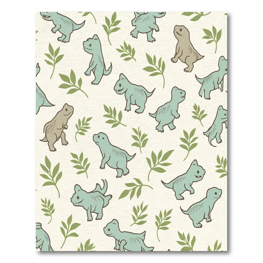 Pale Green Dinosaur Leaves Repeat Rug