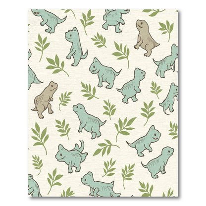 Pale Green Dinosaur Leaves Repeat Rug