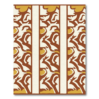 Terracotta Yellow Abstract Vertical Stripe Rug