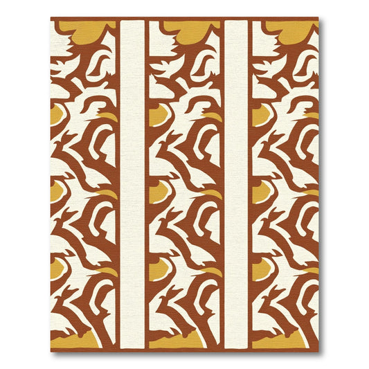 Terracotta Yellow Abstract Vertical Stripe Rug
