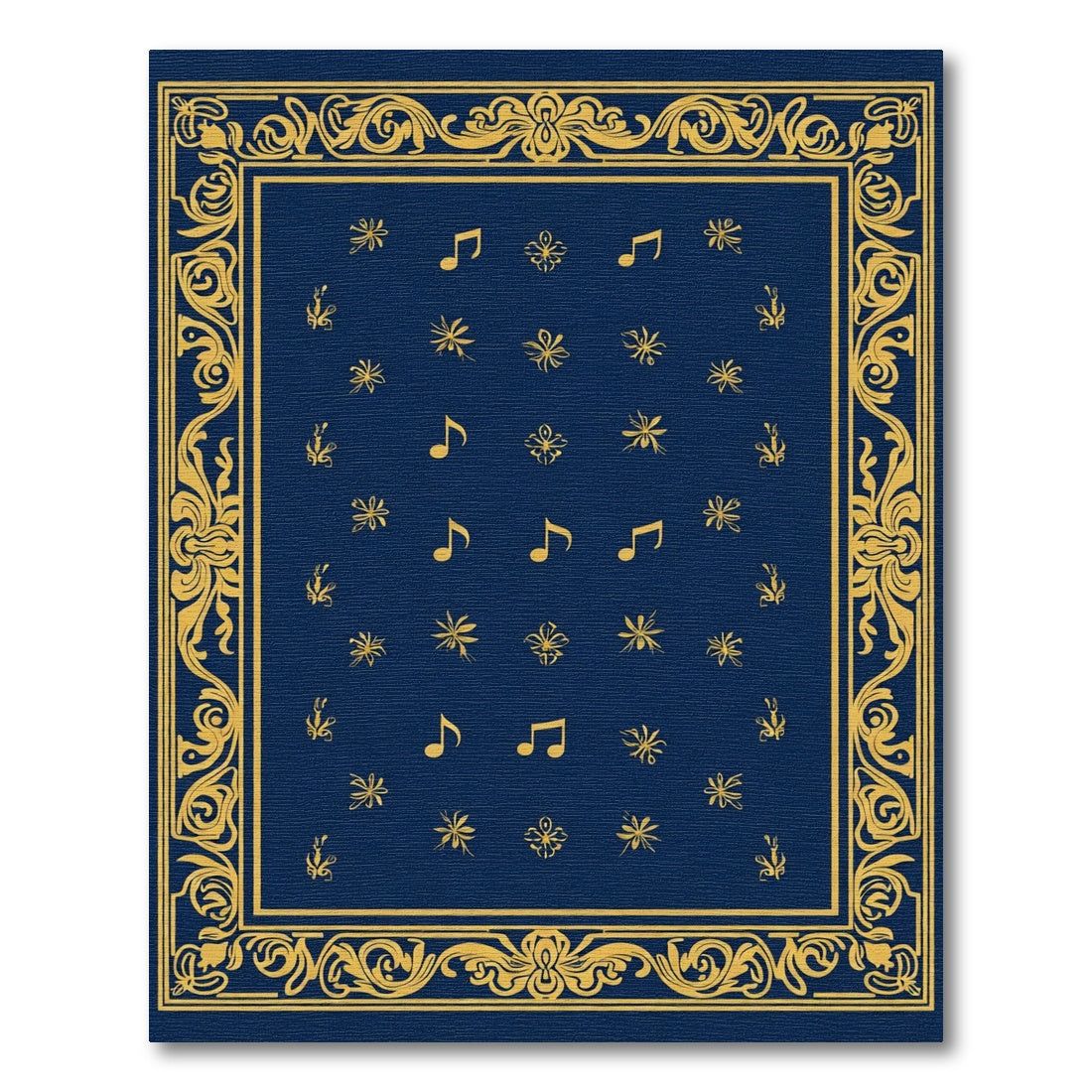 Navy Gold Musical Notes Ornamental Rug