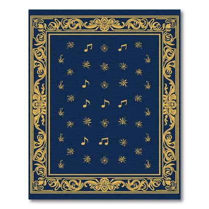 Navy Gold Musical Notes Ornamental Rug