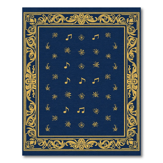 Navy Gold Musical Notes Ornamental Rug