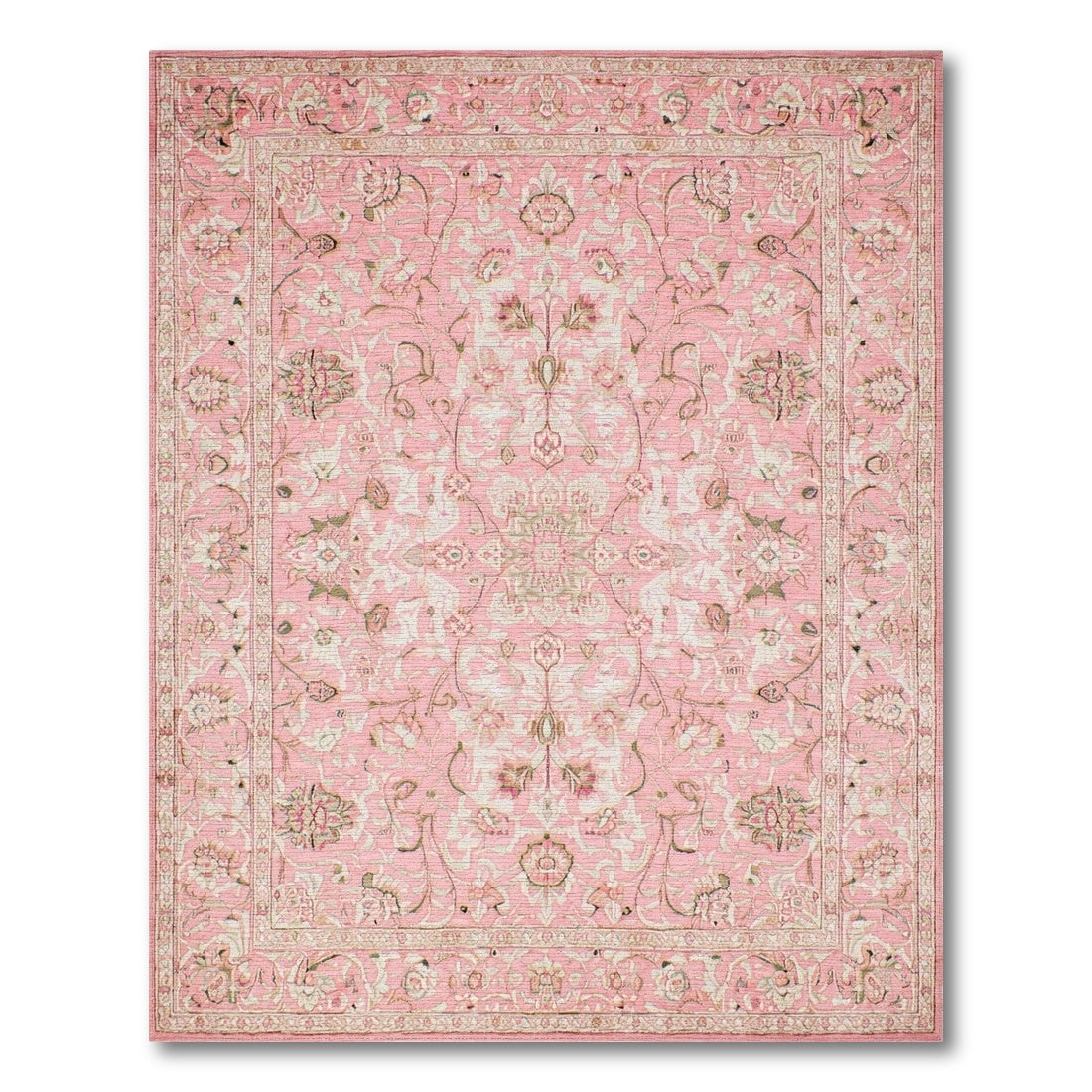 Pink Floral Vintage Area Rug