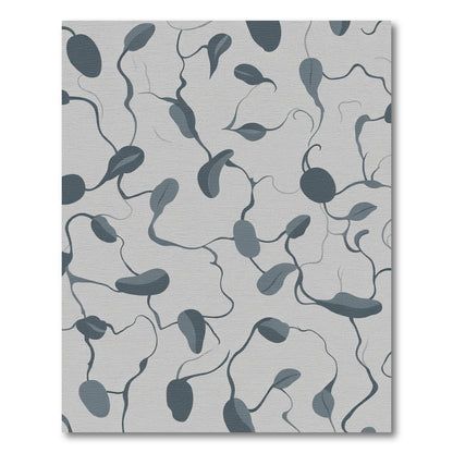 Gray Blue Botanical Vine Arrangement Rug