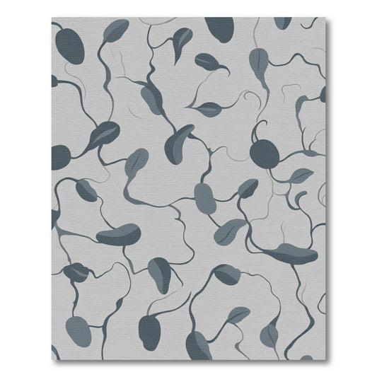 Gray Blue Botanical Vine Arrangement Rug