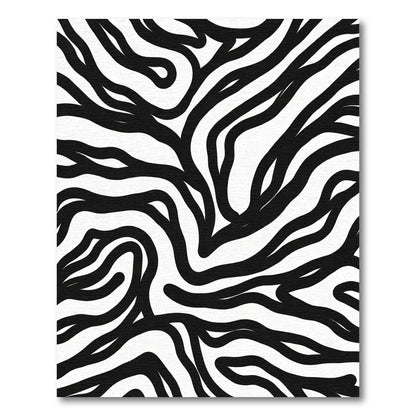 Bold Black White Abstract Stripes Rug