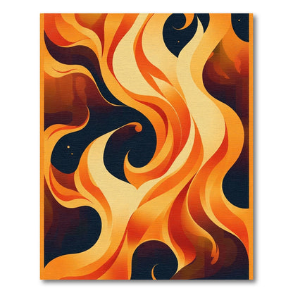 Fiery Orange Swirl Abstract Rug