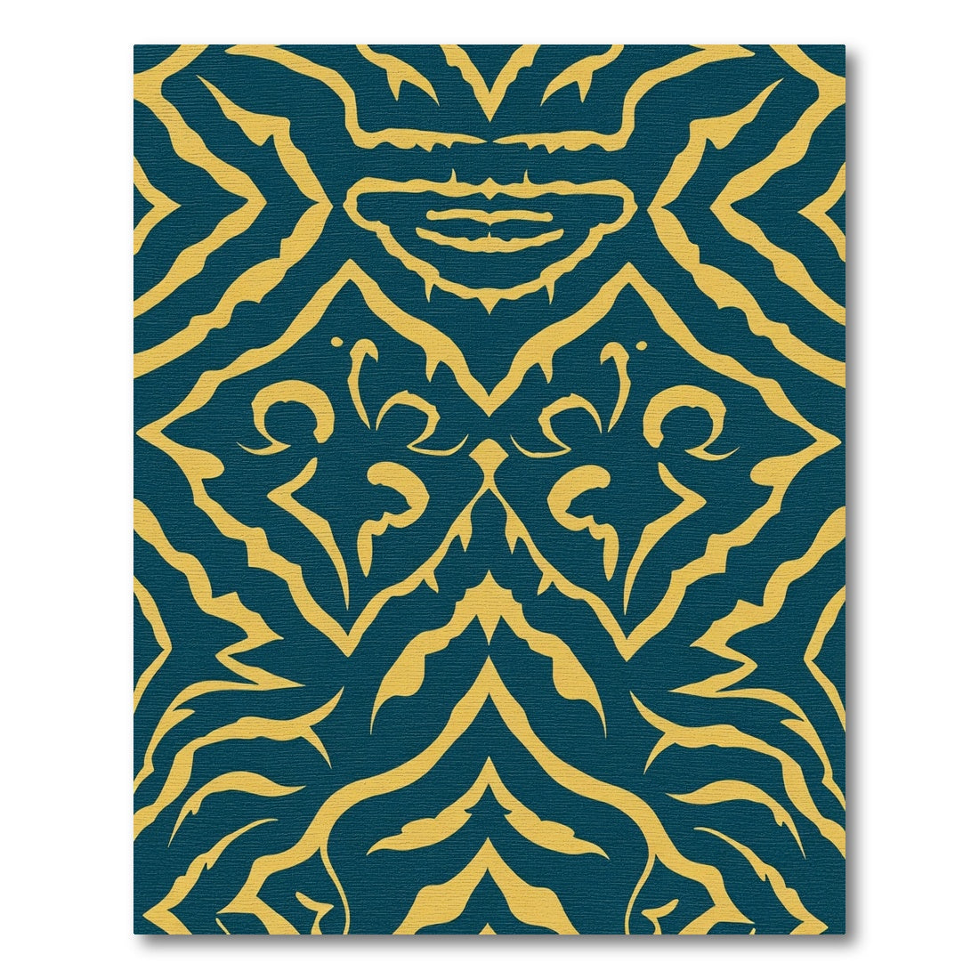 Teal Yellow Exotic Organic Curves Rug