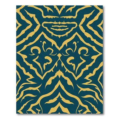 Teal Yellow Exotic Organic Curves Rug