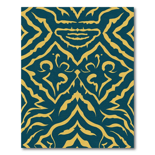 Teal Yellow Exotic Organic Curves Rug