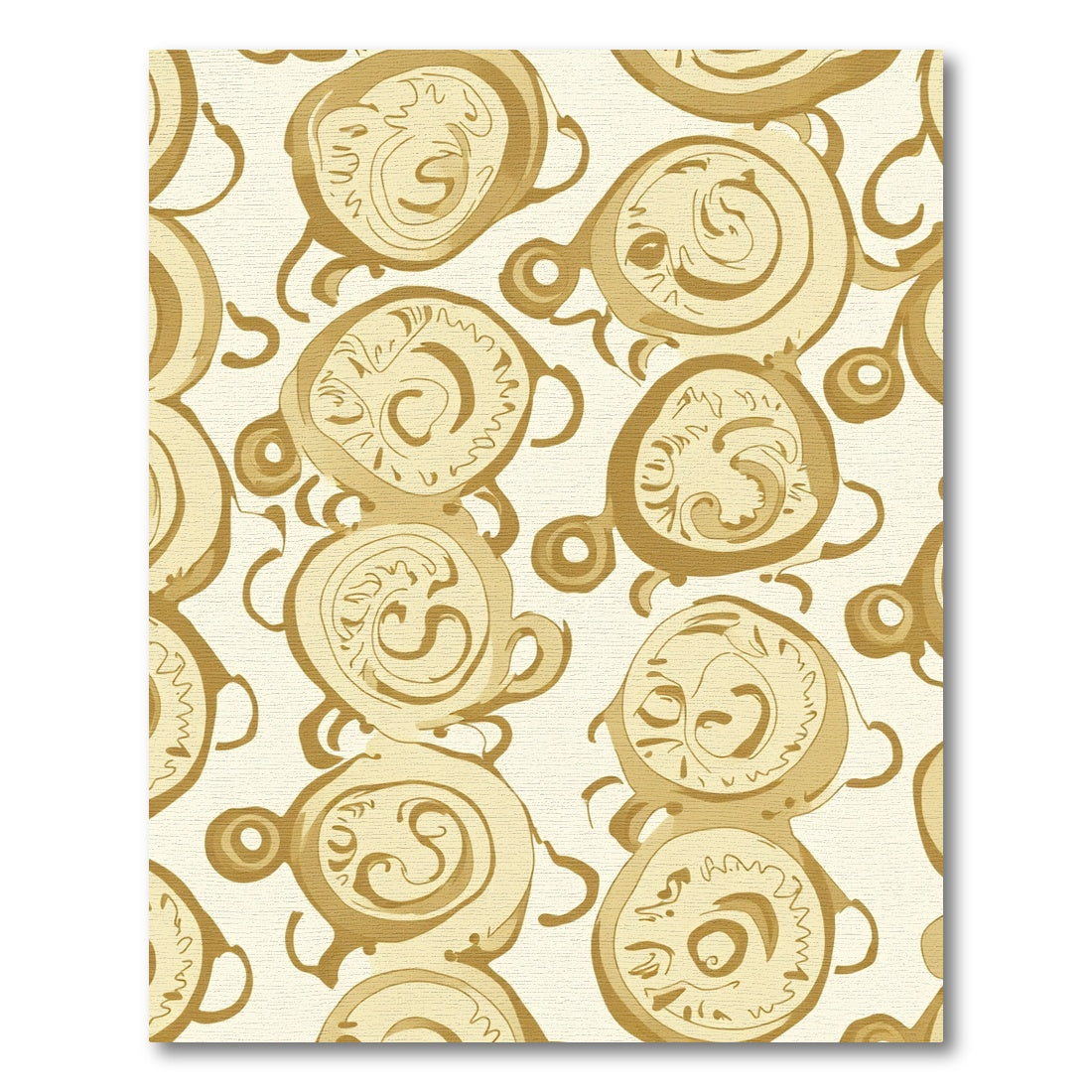 Golden Swirl Abstract Round Shapes Rug