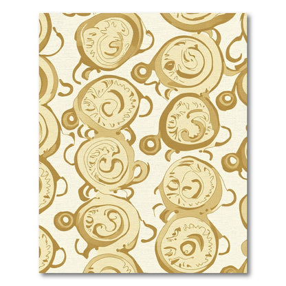 Golden Swirl Abstract Round Shapes Rug