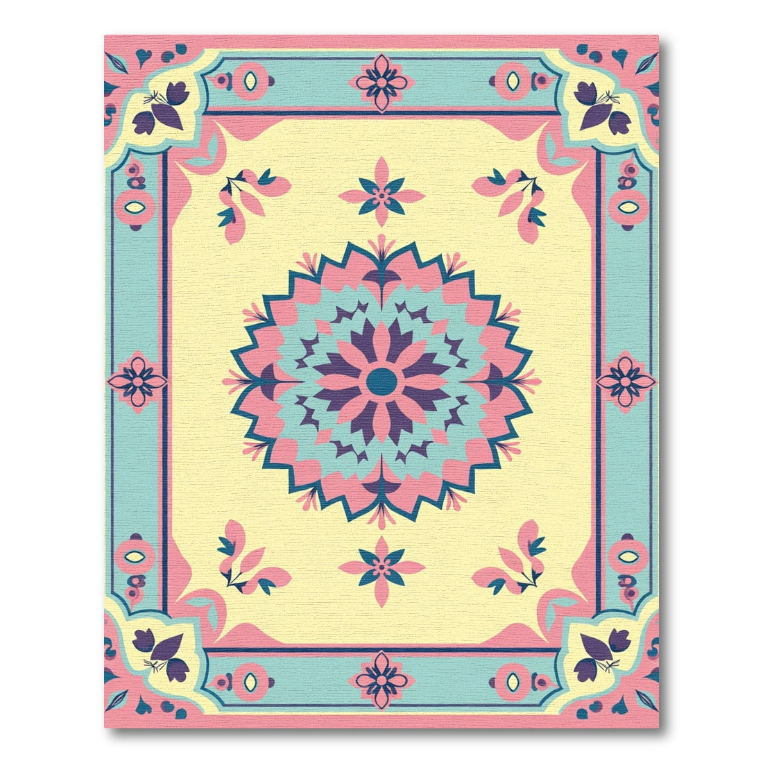 Pastel Mandala Floral Geometric Rug