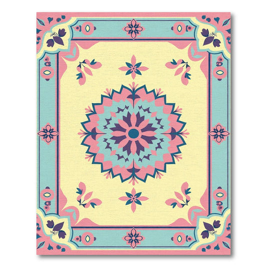 Pastel Mandala Floral Geometric Rug