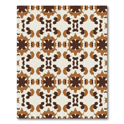 Brown Beige Abstract Symmetry Medallion Rug