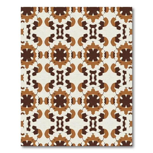 Brown Beige Abstract Symmetry Medallion Rug