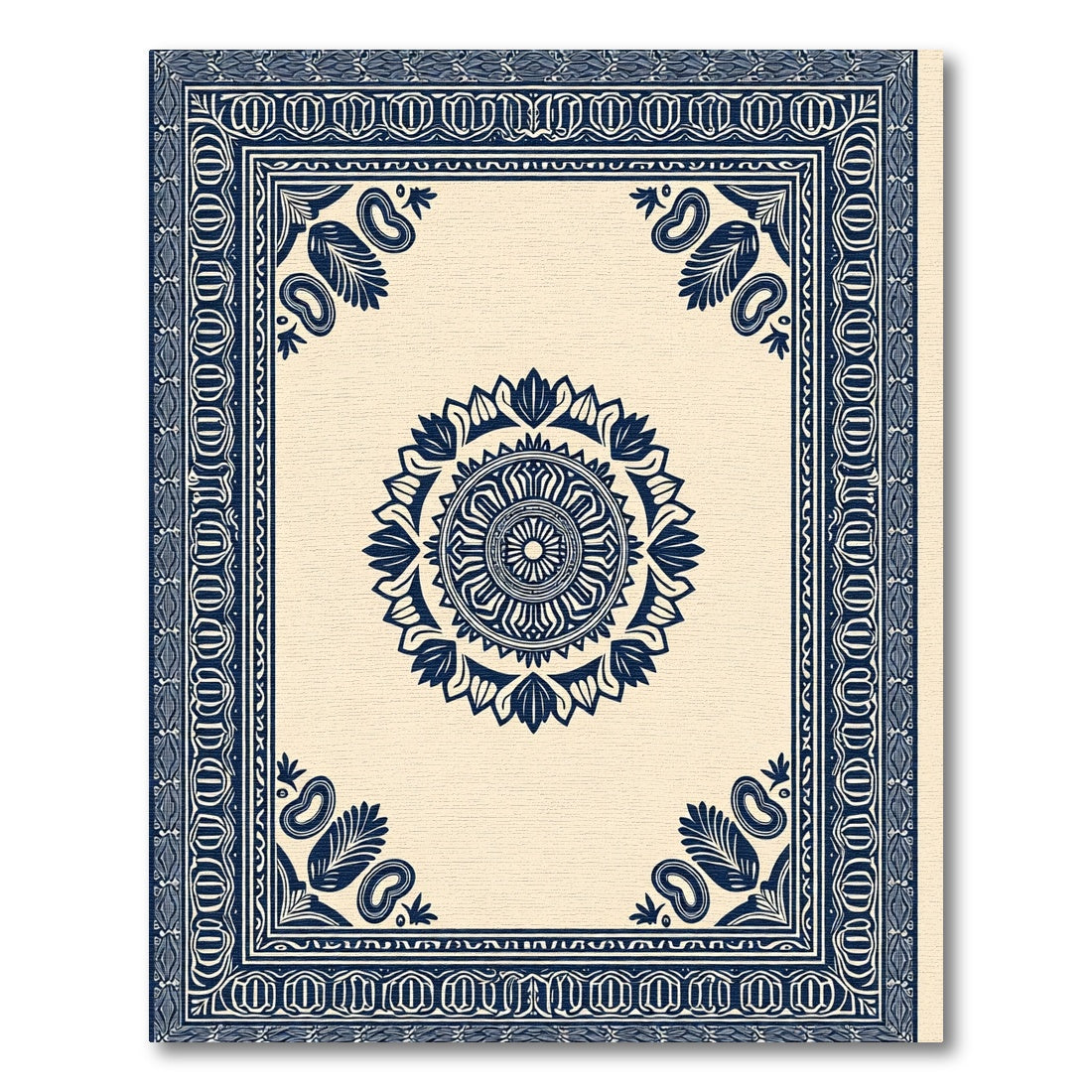 Classic Blue Medallion Intricate Border Rug