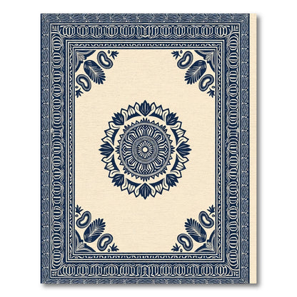 Classic Blue Medallion Intricate Border Rug