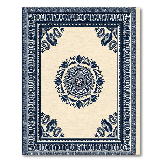 Classic Blue Medallion Intricate Border Rug
