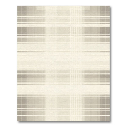 Subtle Beige Plaid Grid Rug