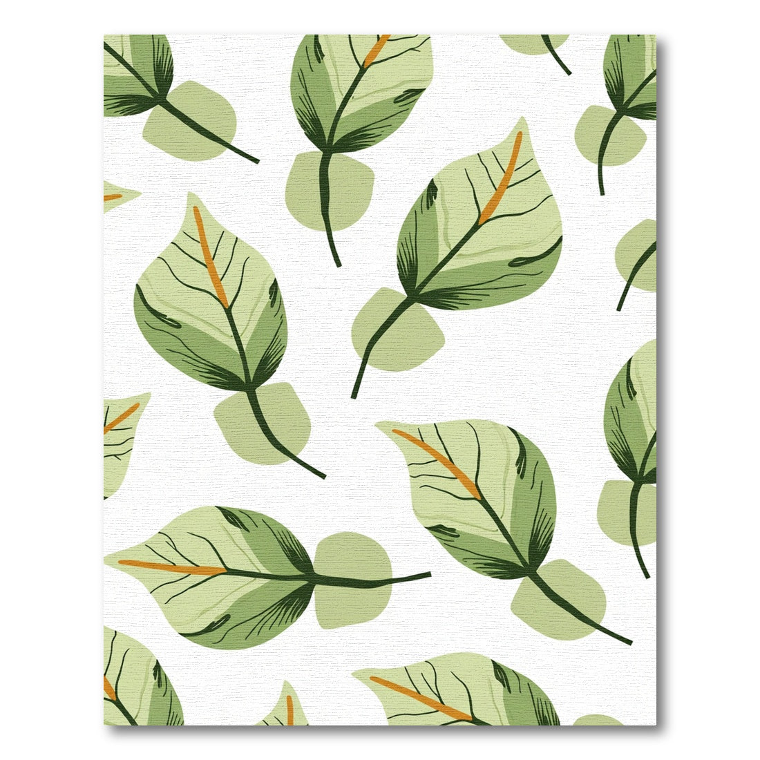 Green Leaf Botanical Repeating Design Rug