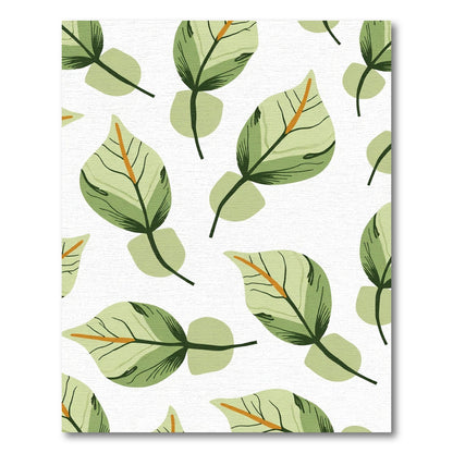 Green Leaf Botanical Repeating Design Rug