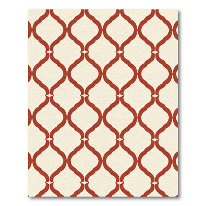 Crimson Quatrefoil Lattice Rug