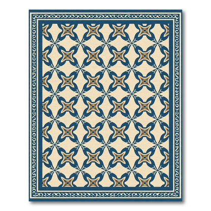 Cream Navy Geometric Starburst Frame Rug