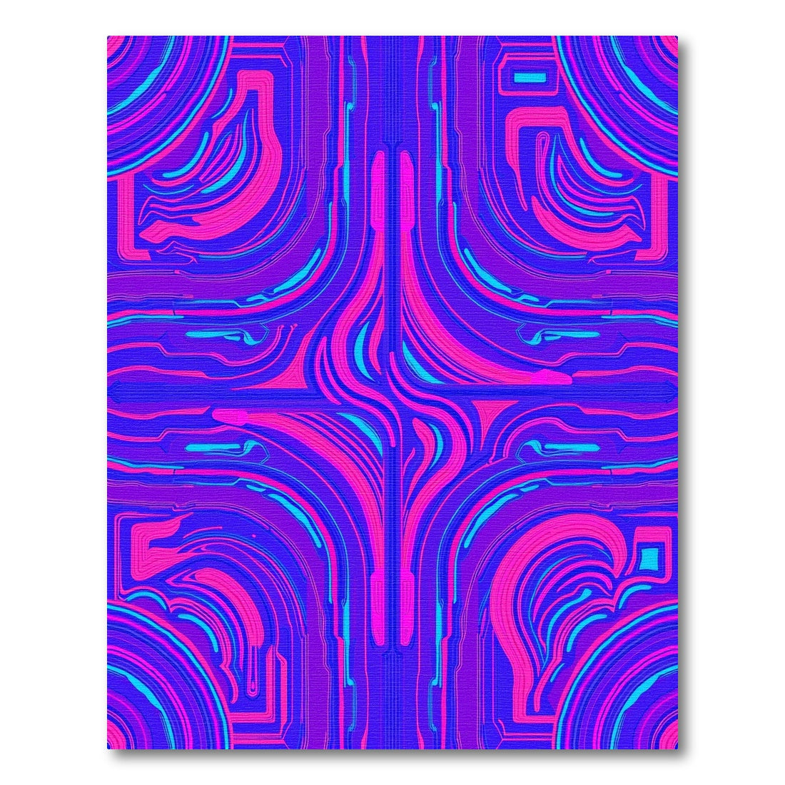 Electric Pink Blue Cyber Swirl Rug