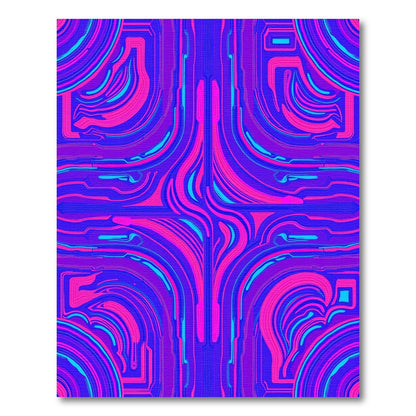 Electric Pink Blue Cyber Swirl Rug