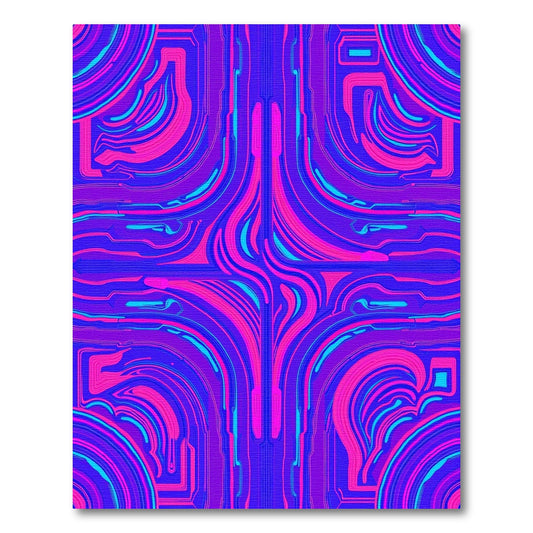 Electric Pink Blue Cyber Swirl Rug