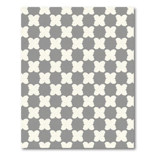 Gray Cream Quatrefoil Lattice Rug