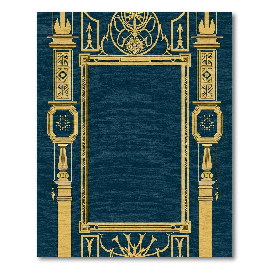 Gold Art Deco Frame Navy Rug