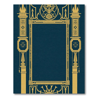 Gold Art Deco Frame Navy Rug