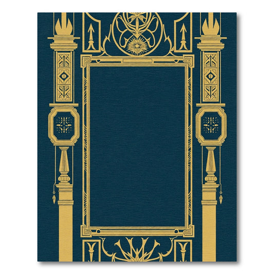 Gold Art Deco Frame Navy Rug