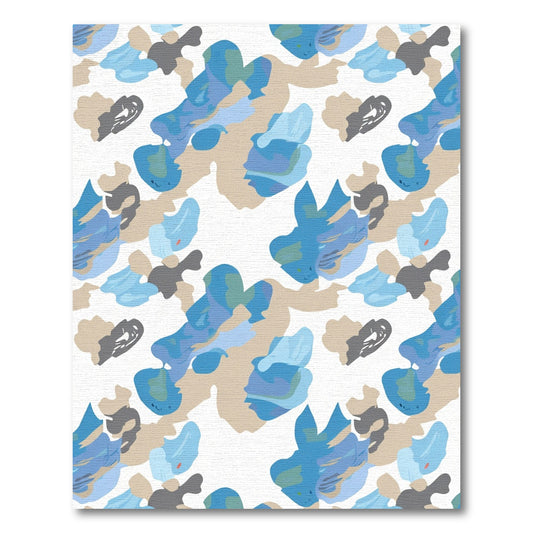 Abstract Blue Gray Tan Cloud Rug