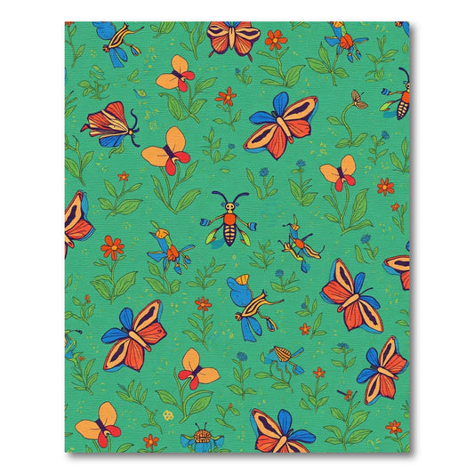 Vibrant Orange Blue Insect Garden Rug