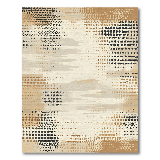 Earthy Tone Abstract Halftone Stripes Rug