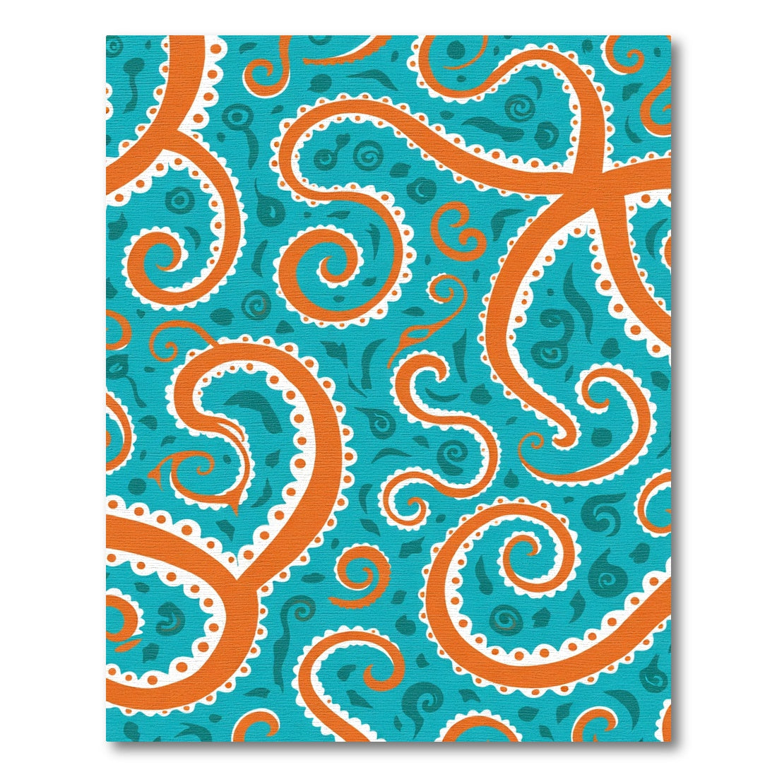 Orange Tentacle Swirl Aqua Rug